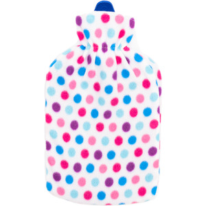 Hot Water Bottle with Soft Spotted Fleece Cover 1.8L Capacity