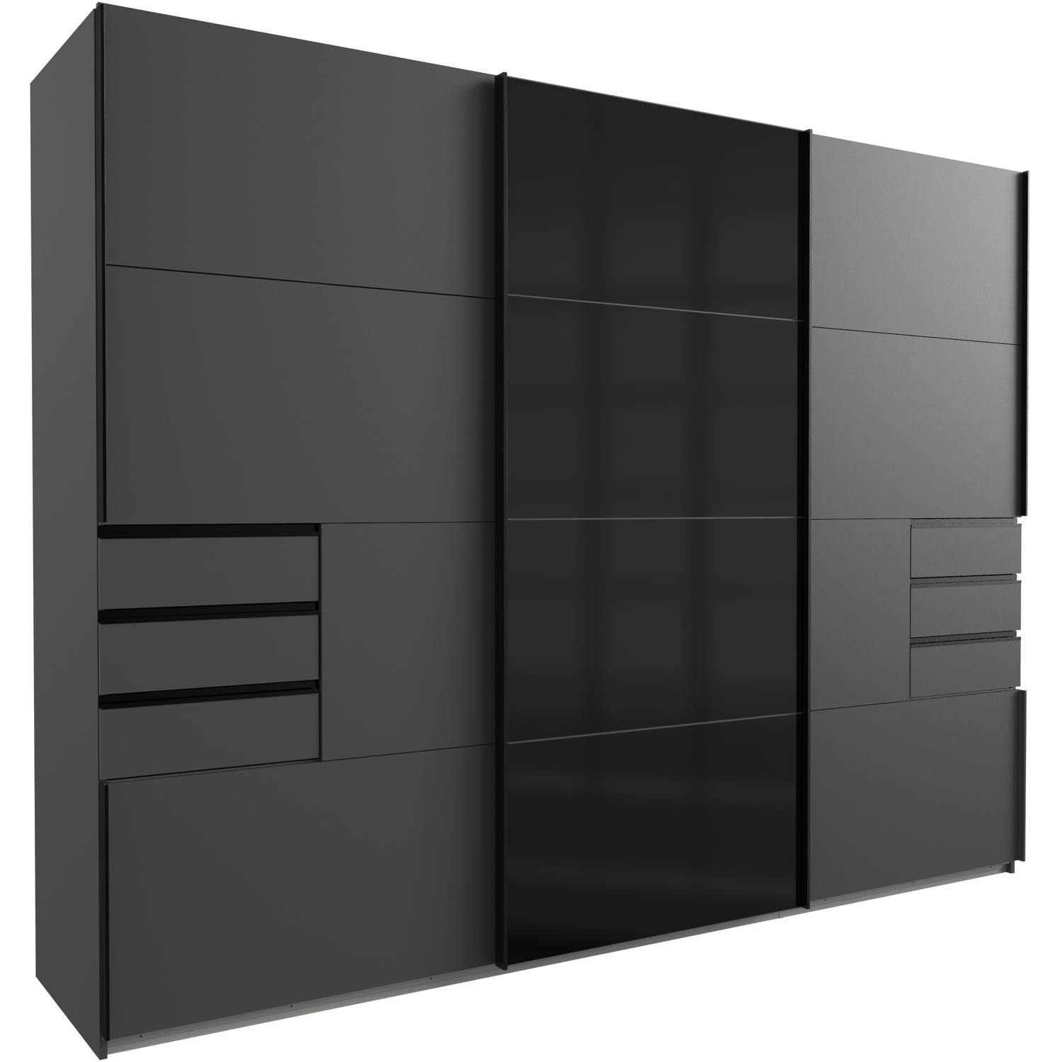 Saigon Solo Sliding Wardrobe - Graphite 270cm Graphite Black