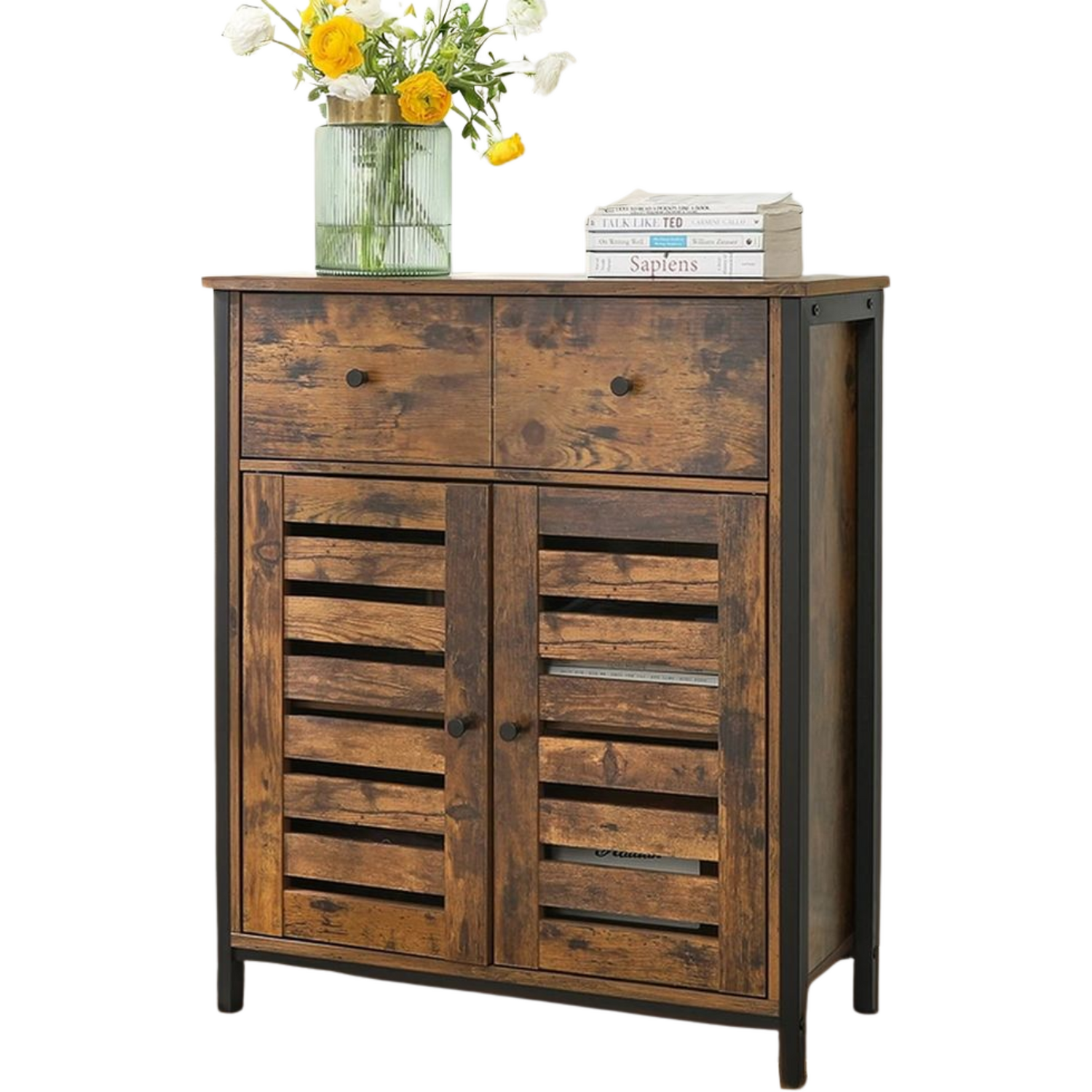 Industrial Multi-purpose Sideboard With Drawer - Rustic Brown