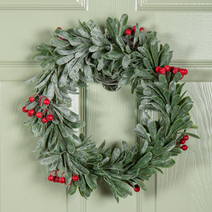 Christmas Hanging Wreath with Red Berries