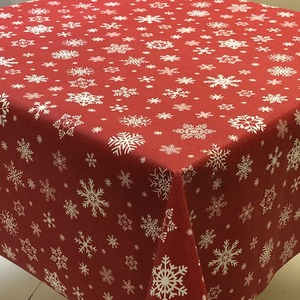 Christmas Textured Wine Red White Snowflakes Pvc Tablecloth