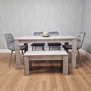Grey Kitchen Dining Table 4 Grey Tufted Velvet Chairs and 1 Bench Dining Set