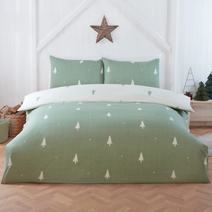 Fir Microfibre Reversible Duvet Cover Set with Pillowcase