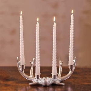 White twist Taper Candles with Stag holder