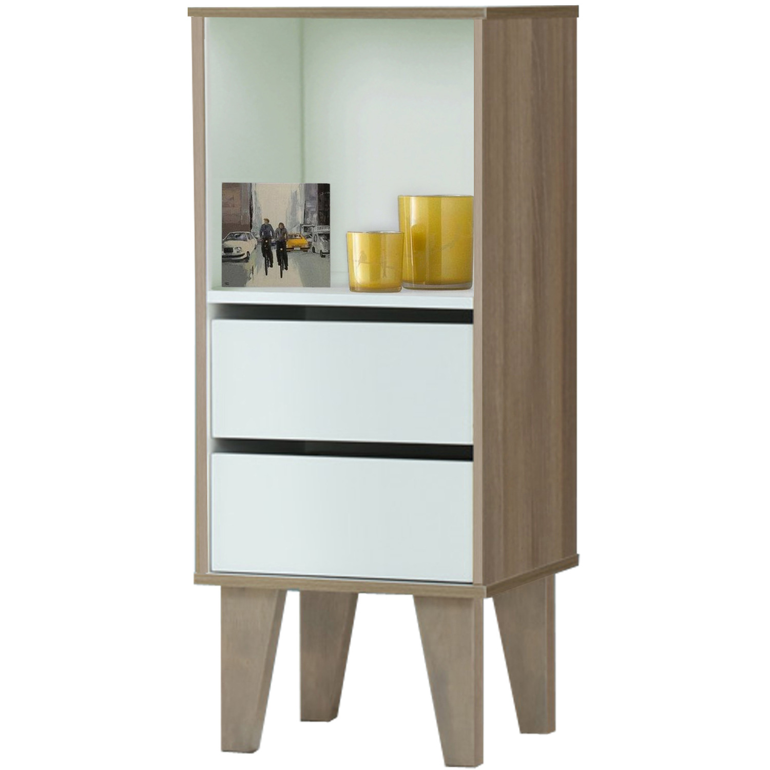 Ruby Bookcase With 2 Drawers In White Walnut - White Walnut
