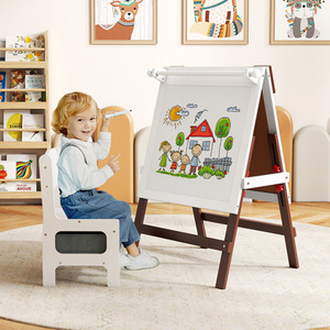 Kids Dual-sided Art Easel with Chair