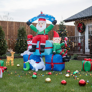 Santa, Snowman and Elf Christmas Inflatable Display