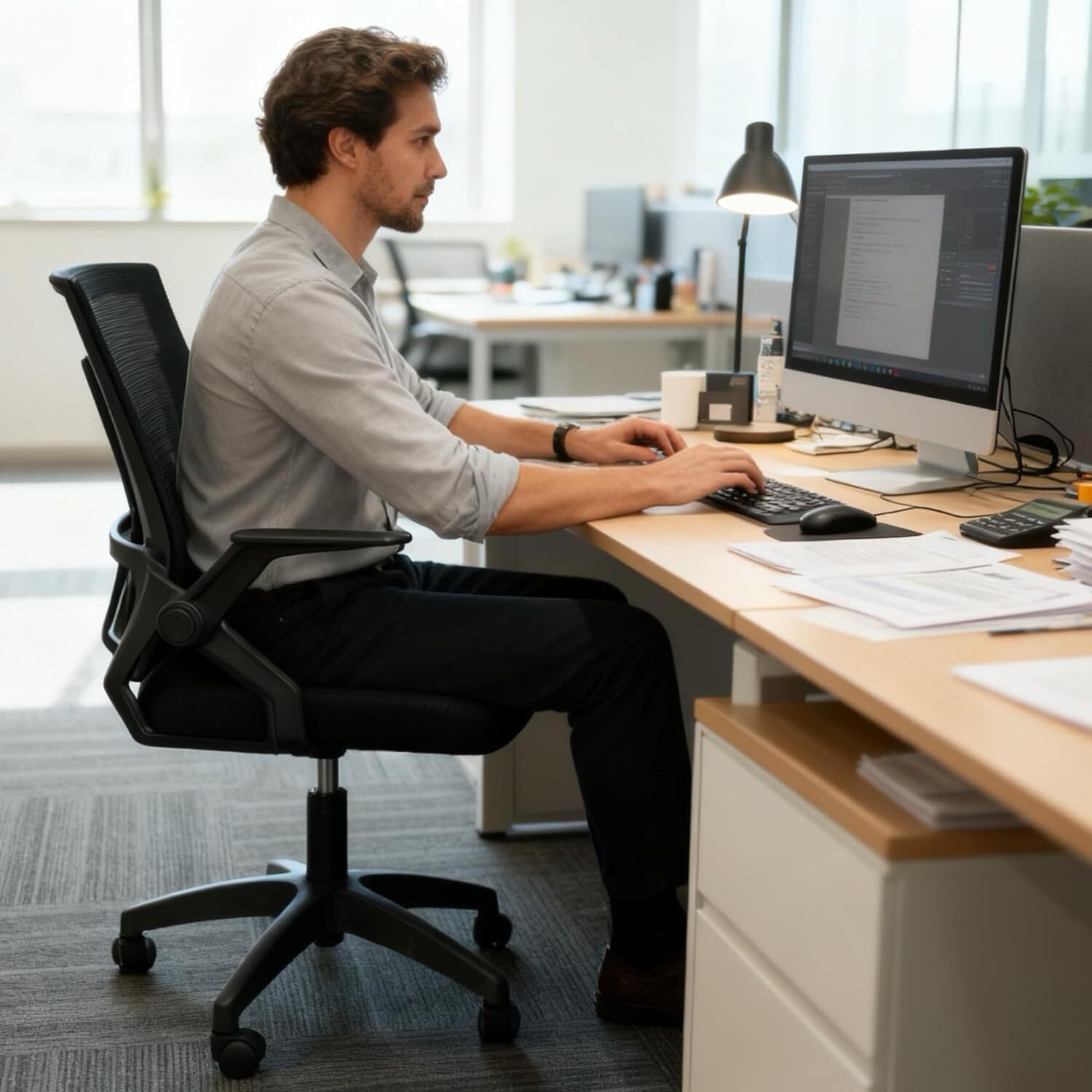 Alivio Mesh Office Chair With Flip-up Armrests - Black