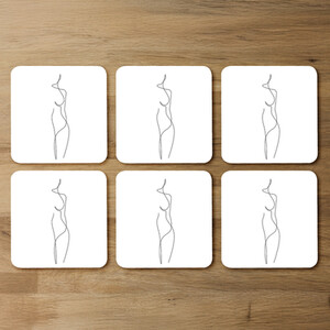 line art drawing of woman Designer Coaster Set
