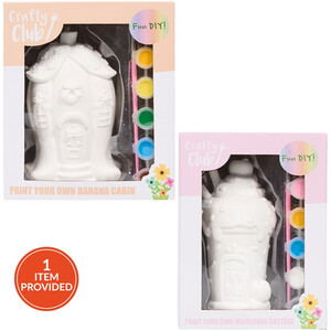 Paint Your Own Ceramic Banana Cabin or Milkshake Cottage Kit