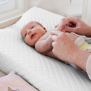 Anti Roll Baby Changing Mat - Quilted White