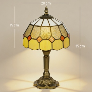 HOMCOM Handmade Stained Glass Table Lamp for Nightstand