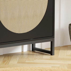 black HMD Shoe Cabinet Organizer Rattan Design with 4 Flip Drawers shot 12076484