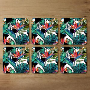 Flowers with contour Designer Coaster Set
