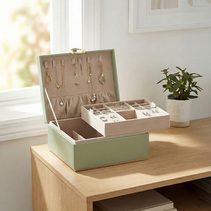  Light Green SONGMICS 2-Layer Jewellery Box, Jewellery Organiser with Handle shot 12421924