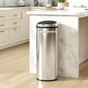 HOMCOM Sensor Bin Stainless Steel Kitchen Bin with Automatic Close