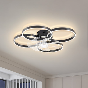 Black Modern Remote-Controlled LED Fan Light