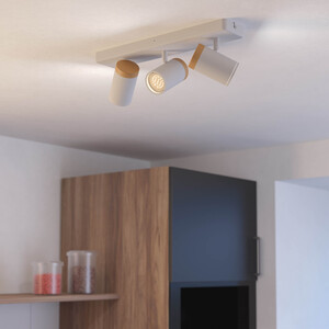 EGLO Consuma 3-Light Bathroom Spotlight, White And Brown