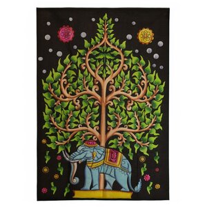 Cotton Wall Art 70x110cm - Elephant  Tree of Life Decor