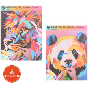 Lion or Panda Clay By Number Canvas Kit
