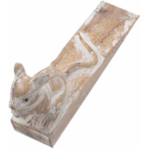 Hand Carved Dormouse Doorstop Sustainable Indonesian Hardwood Decor