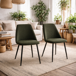 Svendborg Set of 4 Olive Green Corduroy Dining Chairs