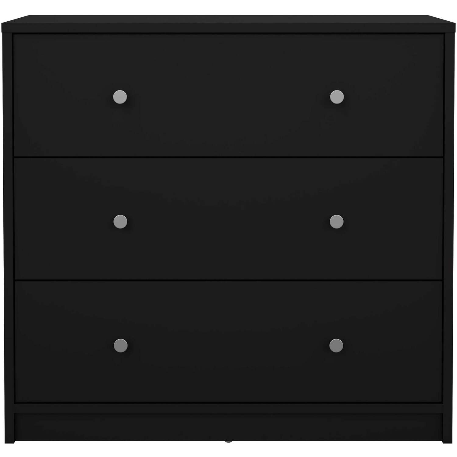 Tainan 3-drawer Chest Of Drawers Compact Matt Black Wood Dresser - Black