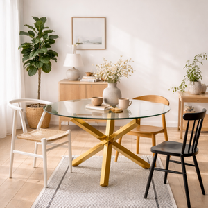 Wyld Haus San Sebastian Round Clear Glass Dining Table 4 Seater