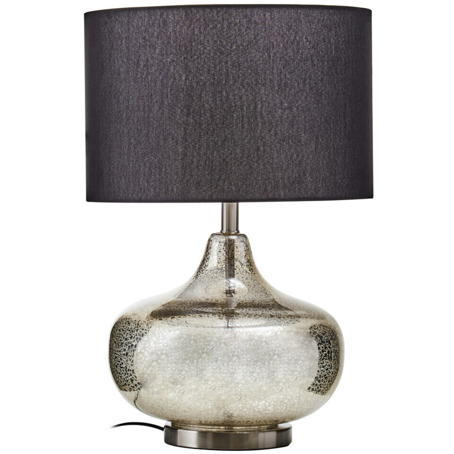 Luz Silver Glass with Black Shade Table Lamp - Black
