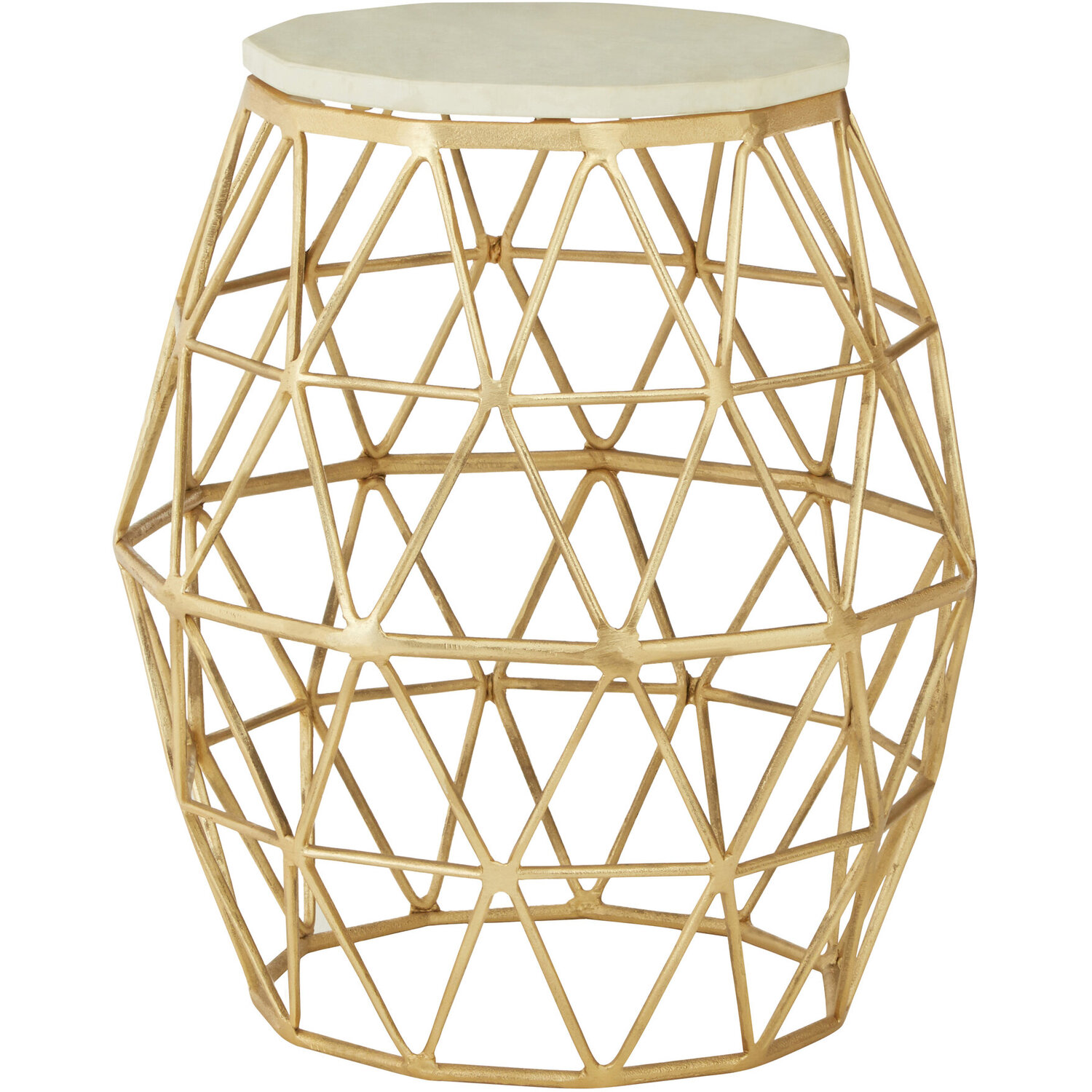 Templar Marblle and Gold Finish Side Table - Gold