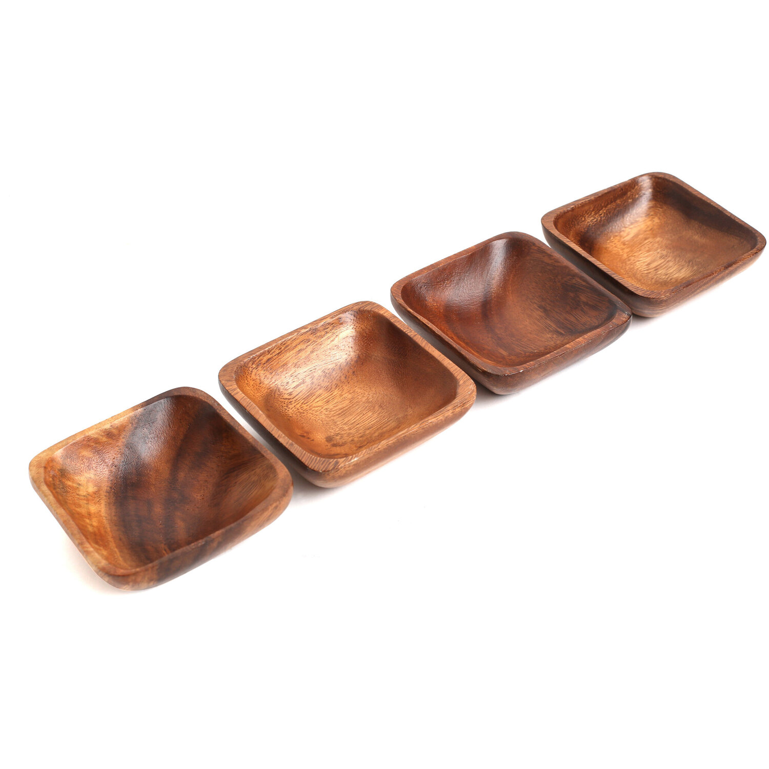 Kora Acacia Wood Set Of 4 Small Bowls - Brown