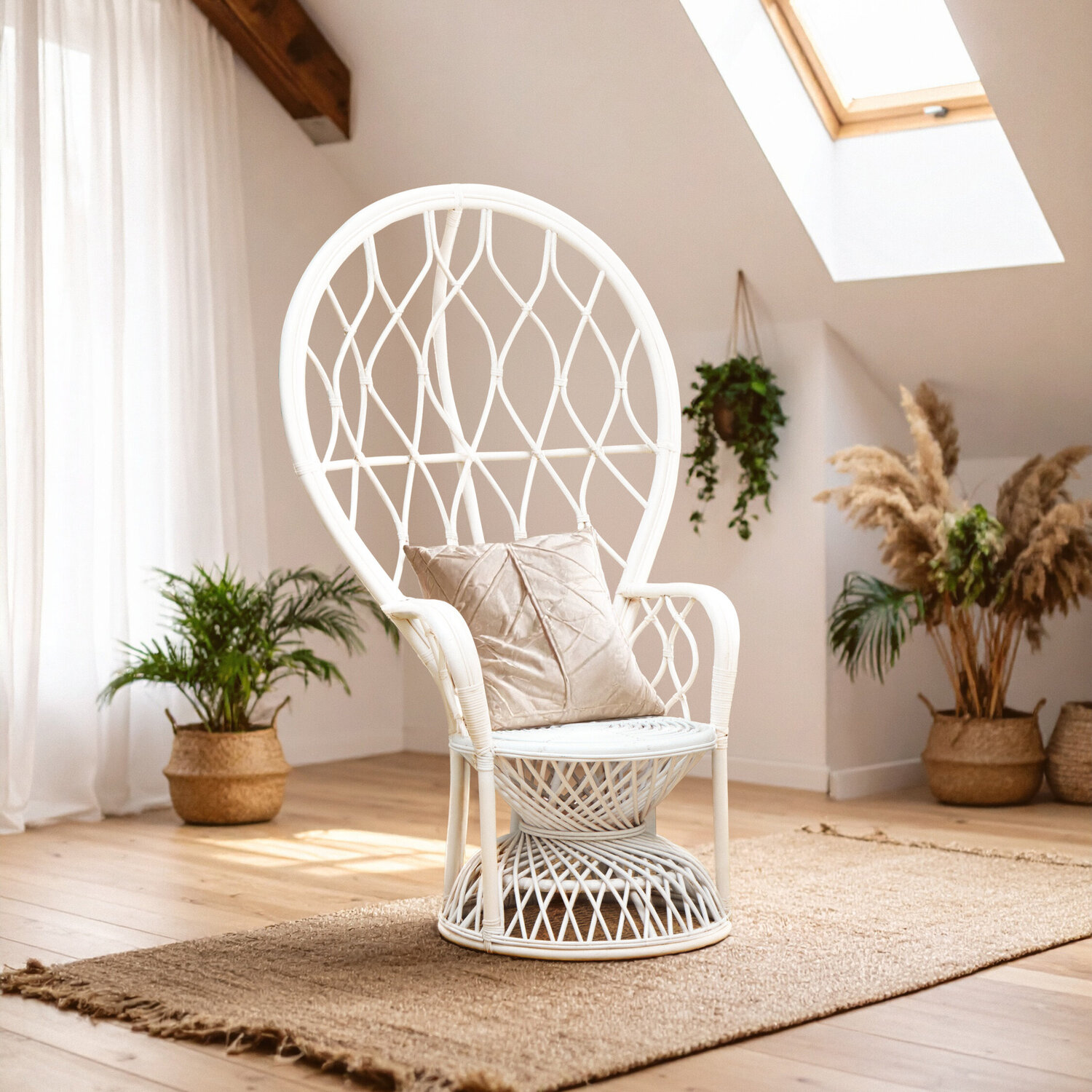 Manado Black Natural Rattan Chair - White