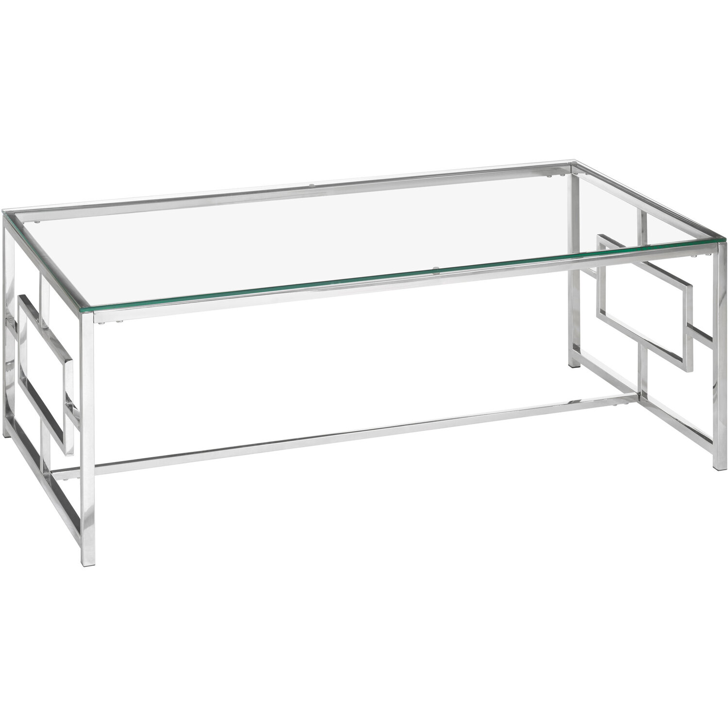 Allure Clear Glass Silver Base Coffee Table - Silver