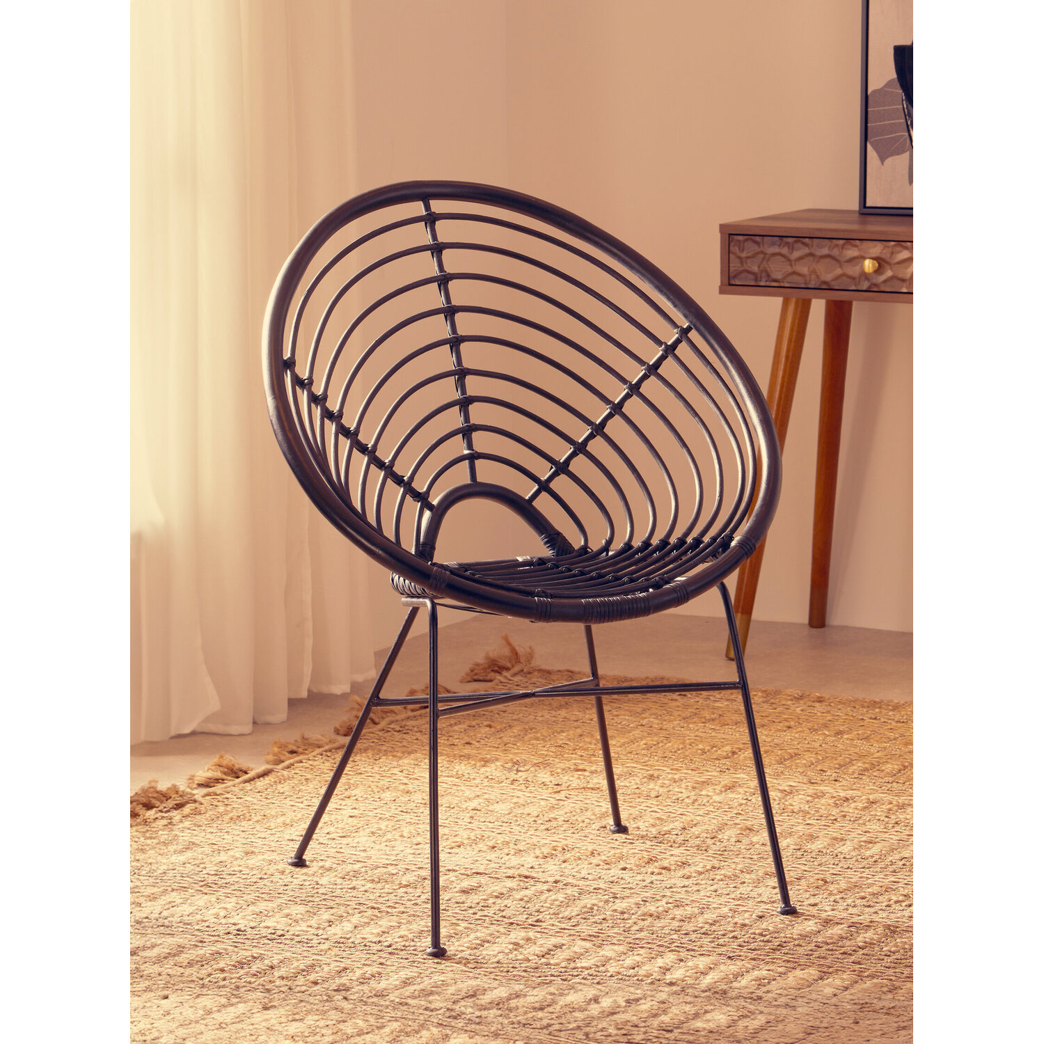 Cabra Graphite Grey Dome Chair - Black