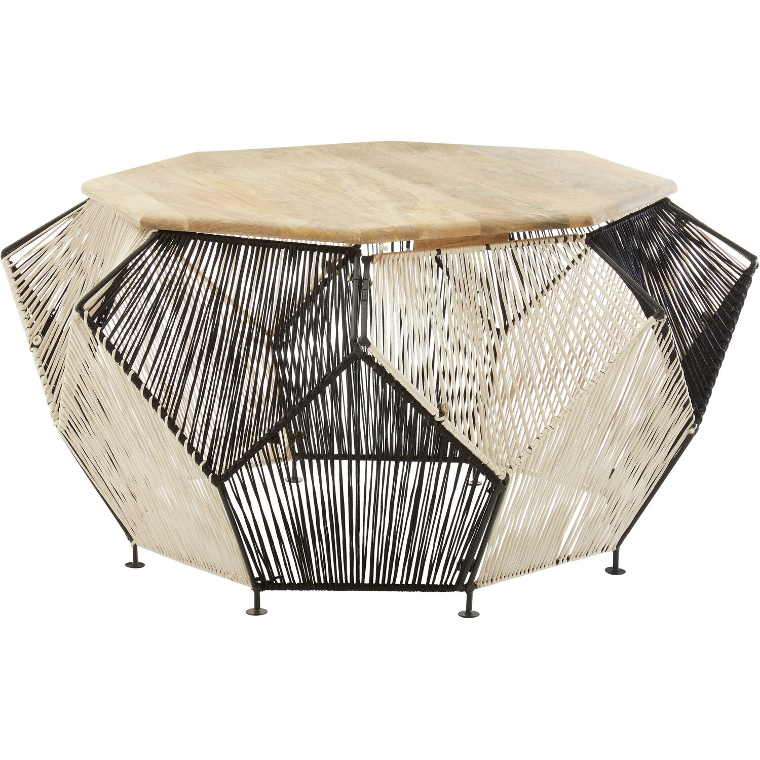 Fusion Black And Silver Woven Hexagon Coffee Table - Black
