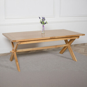Vermont 200 - 240cm Cross Leg Large Oak Extending Dining Table