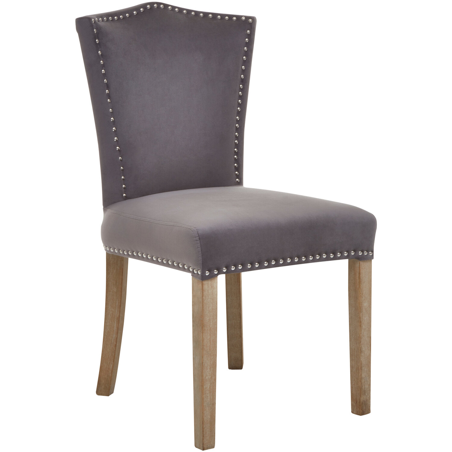 Kensington Townhouse Grey Velvet Dining Chair with Antique Legs - Grey