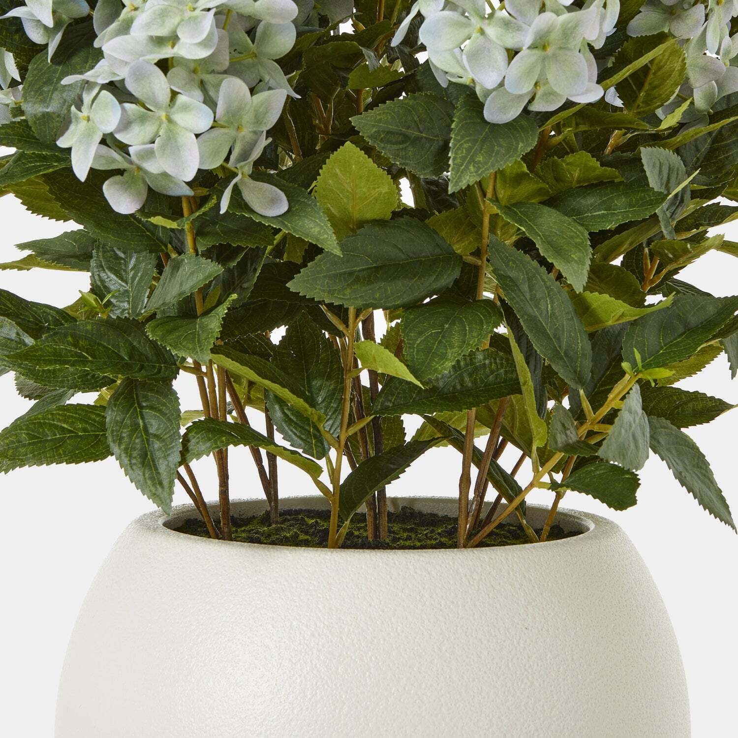 Large Artificial Hydrangea Matt Rounded Pot - Green