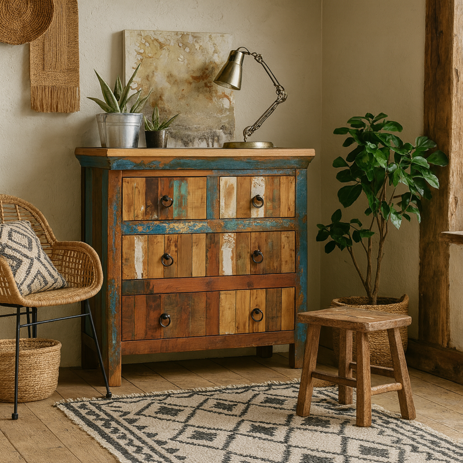Seattle Reclaimed Wood 4 Drawer Chest - Brown
