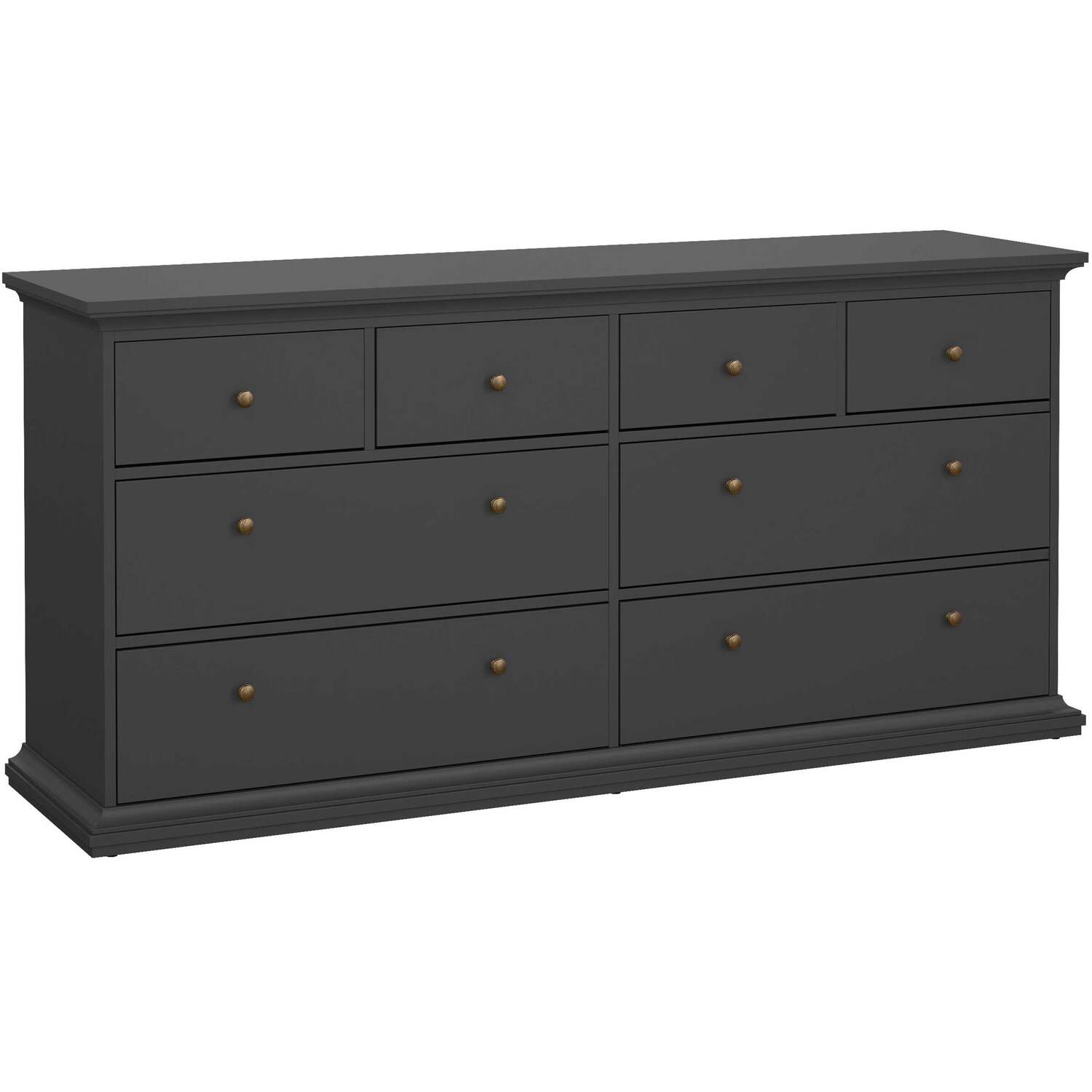 Osaka Farmhouse Dark 8 Drawer Wide Chest Of Drawers - Grey