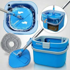 Professional Mop Set with Bucket, 2 Chamber System for Separating Dirty Water