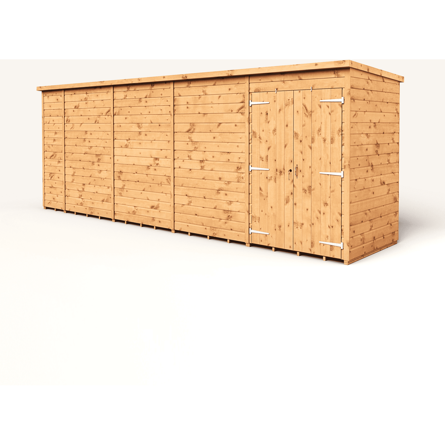 Empire 18x4 Modular Pent Garden Shed with a Double Door - Brown