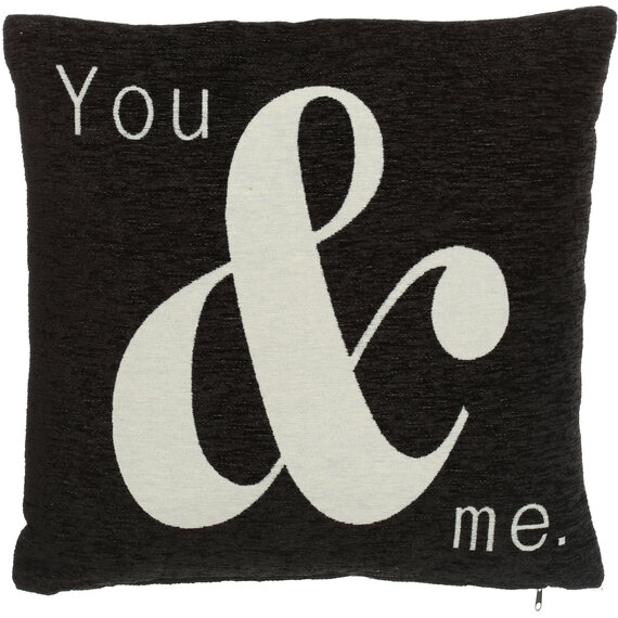 Words 'You & Me' Black Cushion