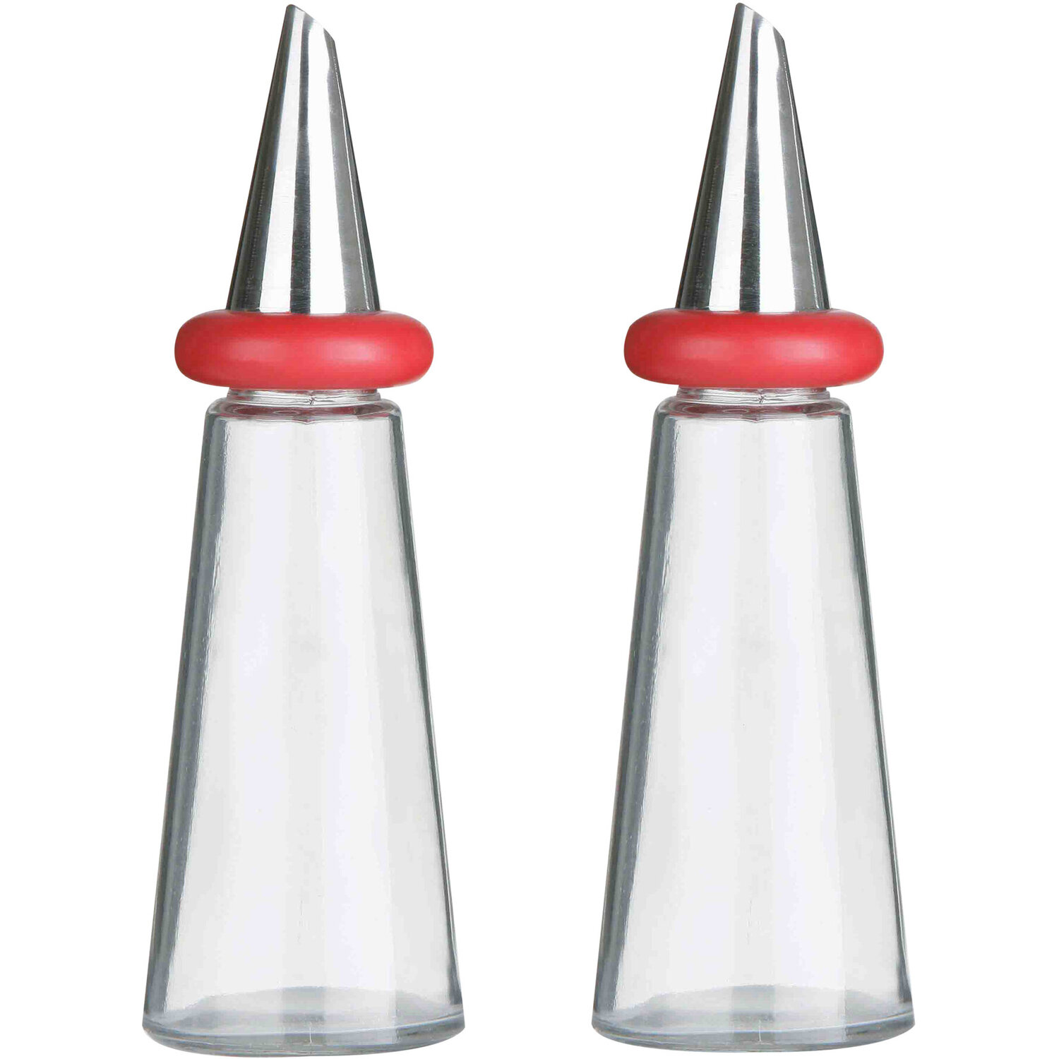 Cone Condiments Red Plastic Oil and Vinegar Set - Red