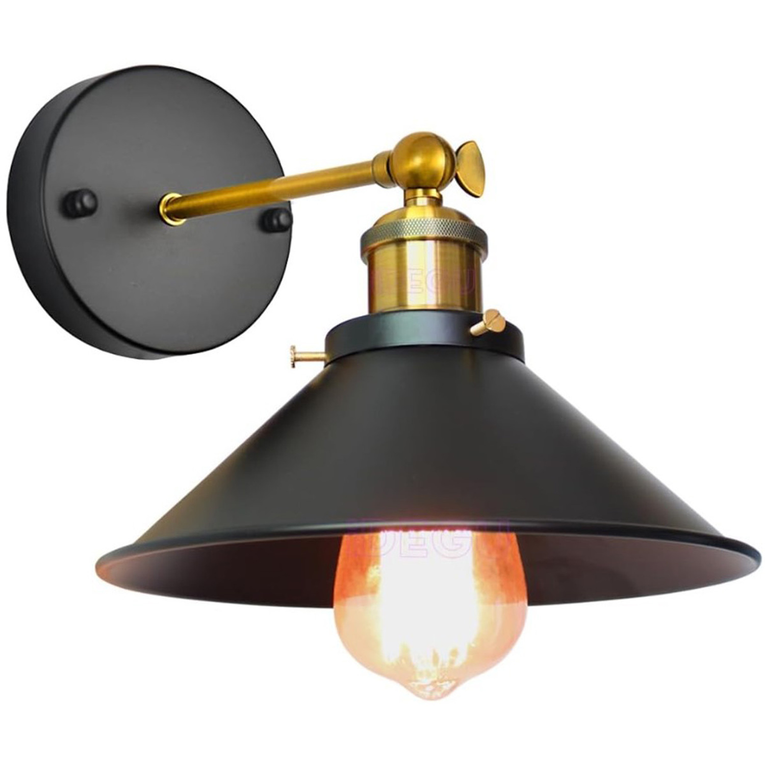 Image of Wall Light Black E27 - Black