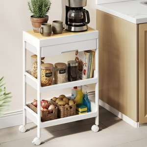 3-Tier Rolling Cart, Tray, Drawer, Kitchen