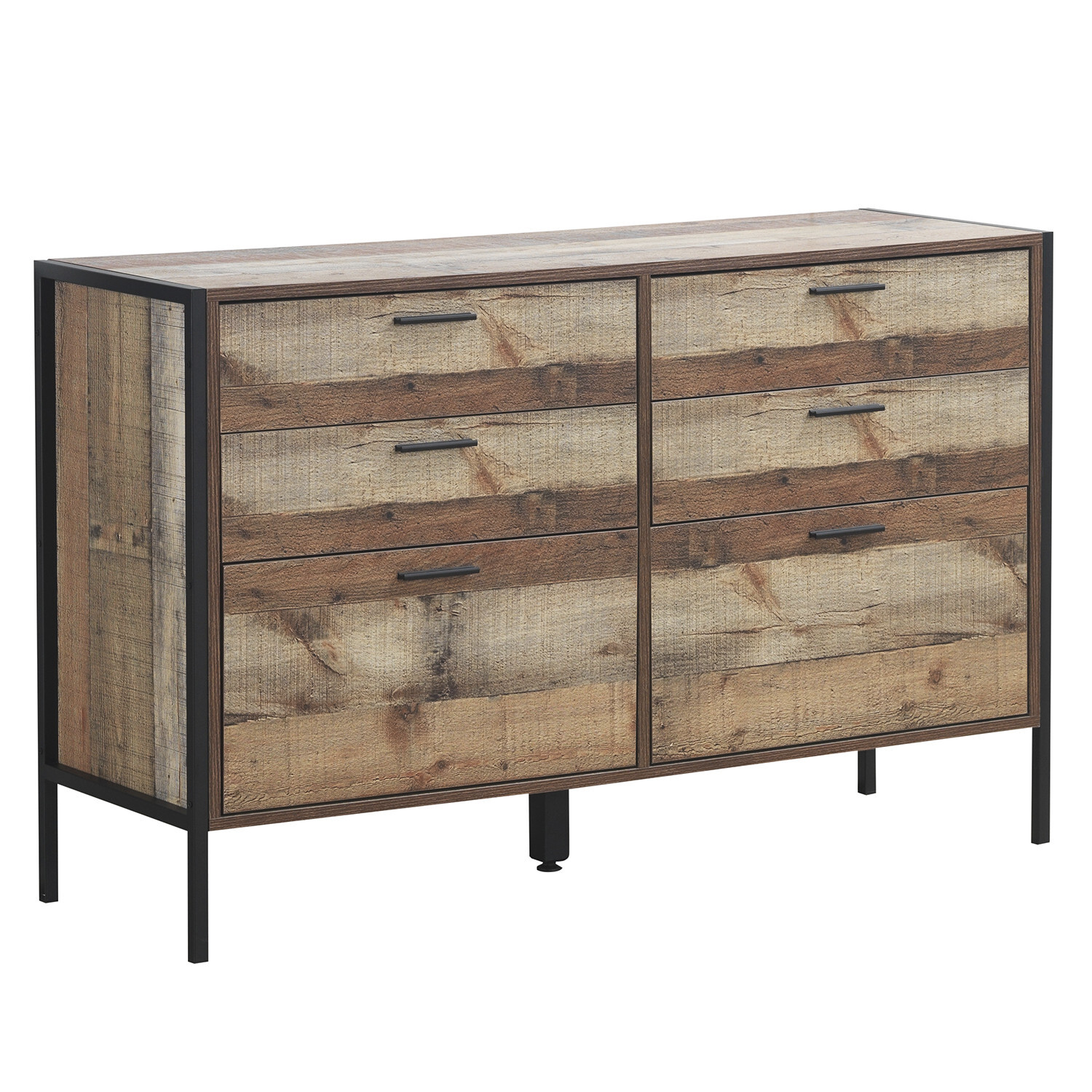 Stretton Six Drawer Chest - Rustic Oak