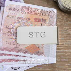 Personalised Money Clip with Initials - Silver Plated