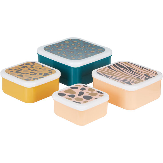 Mimo Set Of 4 Animal Print Lunch Boxes