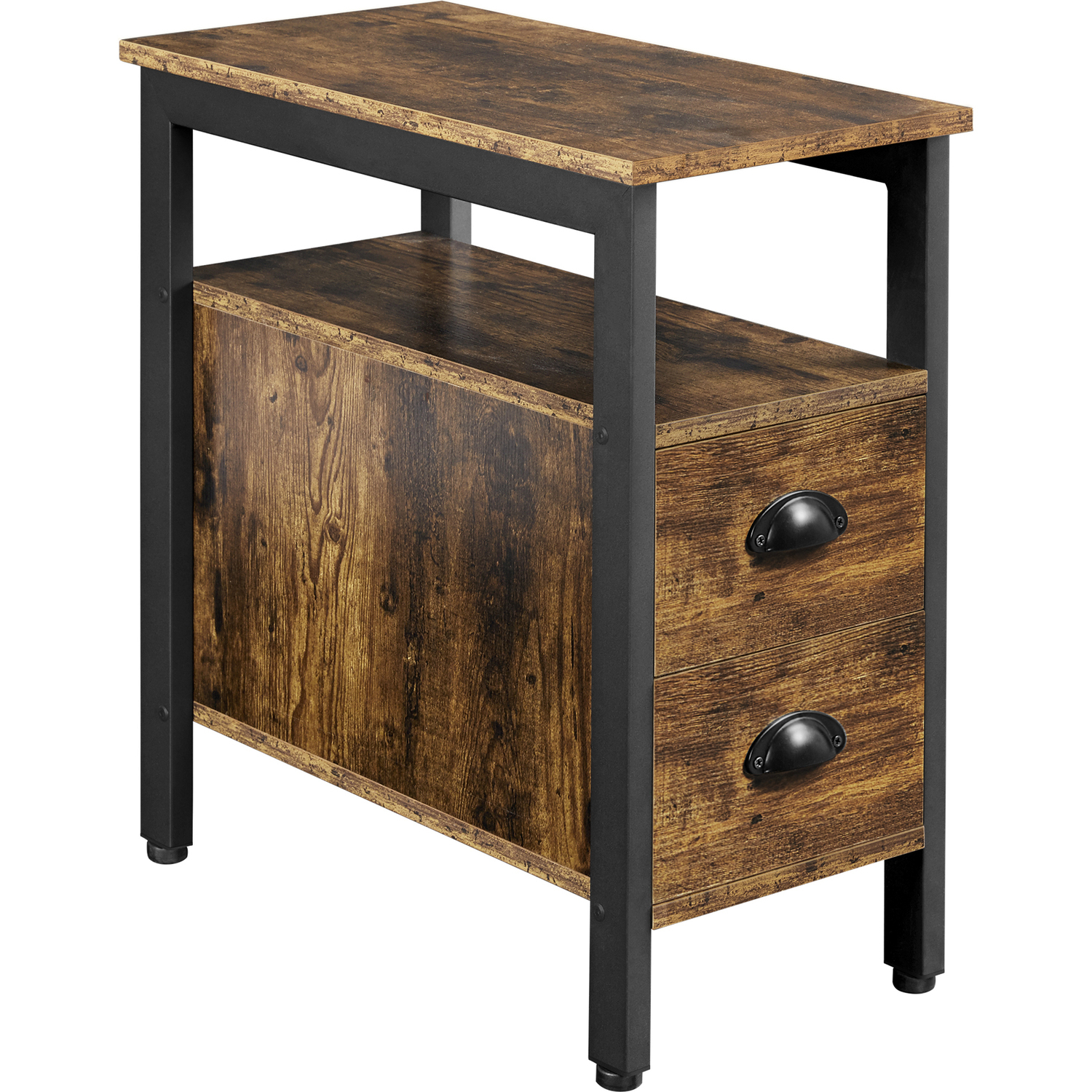 Yaheetech Vintage Style Bedside Table With 2 Drawers - Rustic Brown